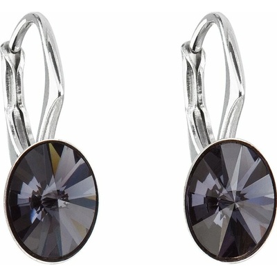 Evolution Group Blyšťavé oválne náušnice s kryštálmi Swarovski 31276.3 graphite