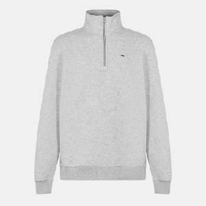 Tommy Hilfiger Mens Flag 1/4 Zip Fleece - Lt Grey P01