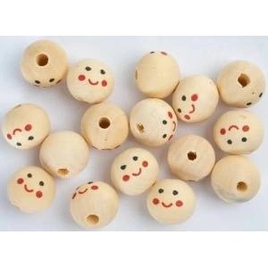 Fandy Wooden beads 20 mm - Faces (6pcs)