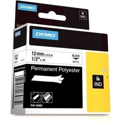 Dymo Rhino 18483, S0718210, 12mm x 5,5m čierna tlač / biely podklad, originálna páska