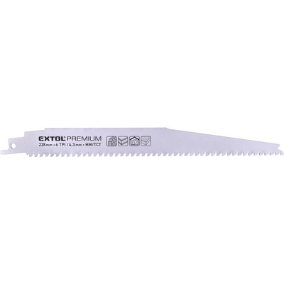 Extol Саблен трион 1 бр. , затягане Bosch, HM/TCT зъби, 228 mm, 6TPI, за газобетон, чист, извит разрез