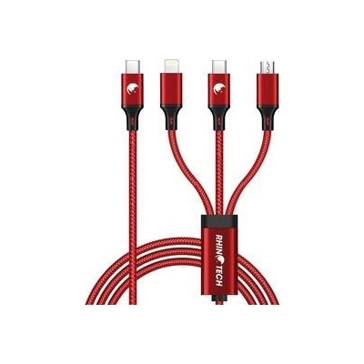 RhinoTech RTACC478 3v1 USB-C (Micro USB/Lightning/USB-C) 40W, 1,2m, červený