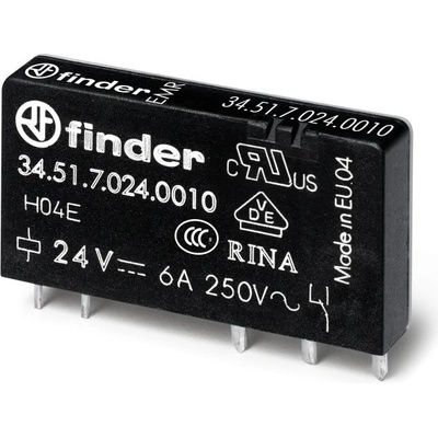 FINDER Relé 34.51.7.024.0010, 1P/6A, 24V DC 345170240010