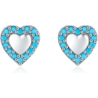 Grace Silver Jewellery stříbrné náušnice Tyrkysové Srdce E-RHE1571/223 Tyrkysová