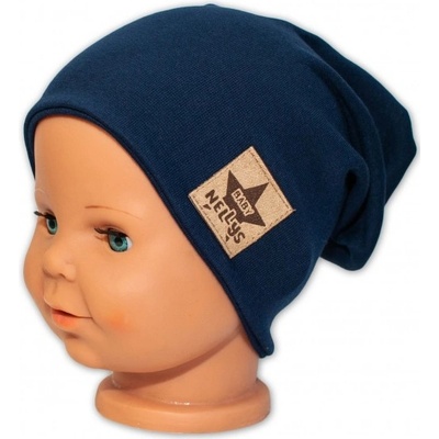 Baby Nellys jarní podzimní bavlněná čepice granátová