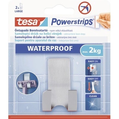 Tesa Waterproof Háčky, voděodolný, na holicí strojek, nerez ocel, nosnost 2kg, v balení 1ks (59709-00005-00)