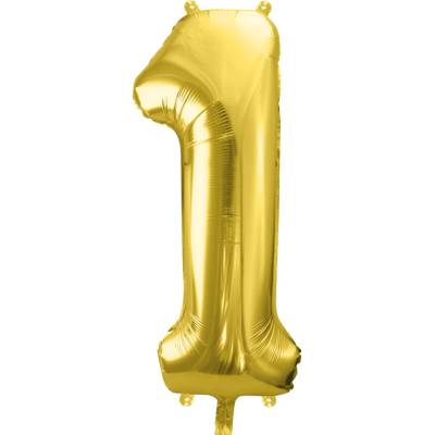 PartyDeco Fóliové číslo 1 zlaté 35 cm