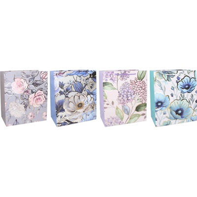 Darčeková papierová taška M 26 × 32 × 12 cm – kvetinové motívy, mix variantov