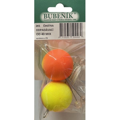 Bubeník číhátko odpadávací s provázkem červeno/žluté 40mm 2ks