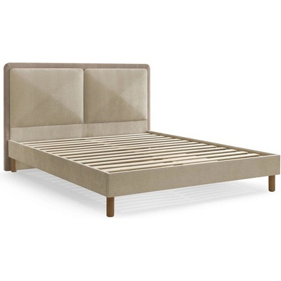 Bobochic Бежово/кафяво-сиво тапицирано двойно легло 140x190 cm тапицирано с включена подматрачна рамка Mara - Bobochic Paris (8818)