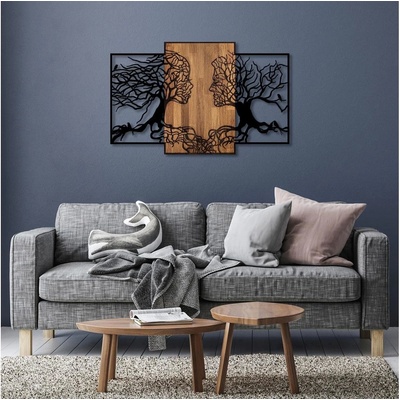Asir | Nástěnná dekorace 125x79 cm stromy života dřevo/kov | AS1725