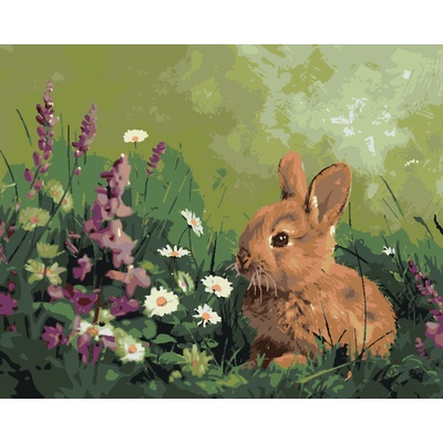 ZUTY KRÁLIK V KVETINÁCH Rámovanie vypnuté plátno na rám Rozmer 80 x 100 cm