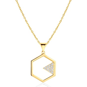 SAVICKI Шестоъгълник. Триъгълник. Златно колие. диаманти
