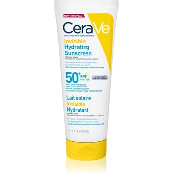CeraVe Invisible Hydrating Sunscreen SPF 50+ крем за тен за лице и тяло SPF 50+ 75ml