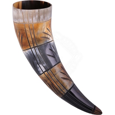 Lord of Battles Ručně vyřezávaný vikingský picí roh přírodní barvený 200 Outlet 300 ml