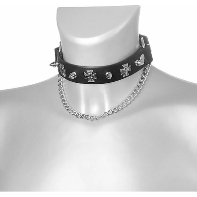 Leather & steel fashion Колие/ чокър (ремък за обувка) Cross - Black kiss - LSF3 34