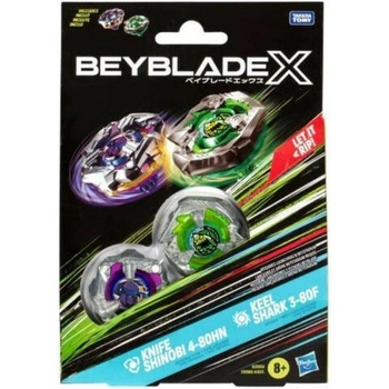 Hasbro Beyblade X Knife Shinobi 4-80HN a Keel Shark 3-80F Dual Pack Set / od Assort