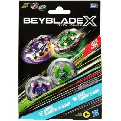 Hasbro Beyblade X Knife Shinobi 4-80HN a Keel Shark 3-80F Dual Pack Set / od Assort
