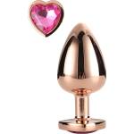 DreamToys Gleaming Love - анален плъг от алуминий със сърцевиден камък - розово злато - lovesexshop