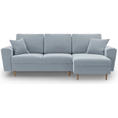 Cosmopolitan Design Светлосин кадифен разтегателен ъглов диван с място за съхранение Kyoto - Cosmopolitan Design (COS_COR_2_F2_KYOTO3)