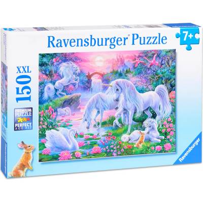 Ravensburger Пъзел Ravensburger от 150 XXL части - Еднорози в светлината на залеза (10021)
