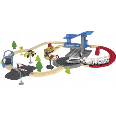 Playtive drevená vláčikodráha Vláčiková súprava Mestský vlak veľká súprava 51 dielov Elektrický