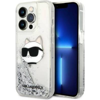 KARL LAGERFELD Кейс Karl Lagerfeld KLHCP14LLNHCCS за iPhone 14 Pro 6.1", сребрист / сребрист, твърд, Glitter Choupette Head (KF001420-0)