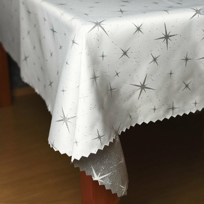 Polášek Ubrus vánoční bílá Z-2562 stříbrná 100% polyester Bílá Vánoce 120x160cm