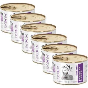4Vets NATURAL 4Vets Cat Natural Simple Recipe Sterilised with Rabbit 6 x 185 г
