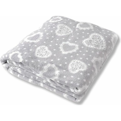 TEXFACE Deka mikrofleece srdce šedá 150x200