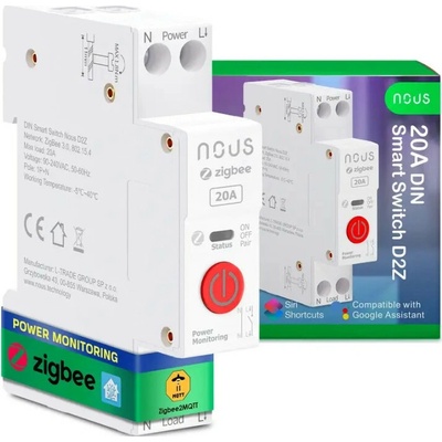 NOUS D2Z, ZigBee DIN SMART Switch, prepínač - NOUS-D2Z-1721