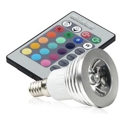 RGB LED E14 3W color + dálk.ovl. set 3 ks