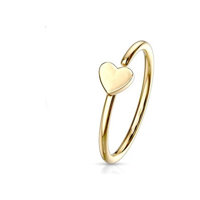 Šperky4U zlacený piercing do nosu ucha kruh se srdíčkem N0054-GD