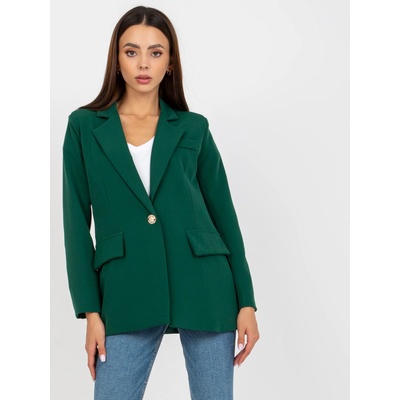 Italy Moda Tmavě zelené elegantní sako -dhj-ma-15556.22x-dark green – Zboží Mobilmania