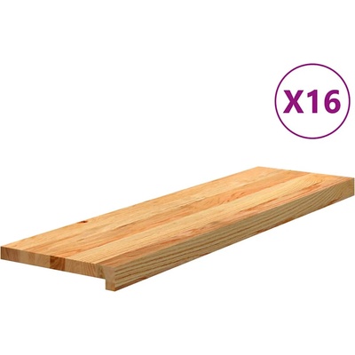 vidaXL Стълбищни стъпала, 16 бр, светлокафяви, 90x30x2 см, дъб масив (3282997)