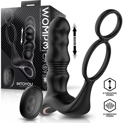 INTOYOU Womp Thrusting & Vibrating Prostate Massager 3 Motors with Remote Black
