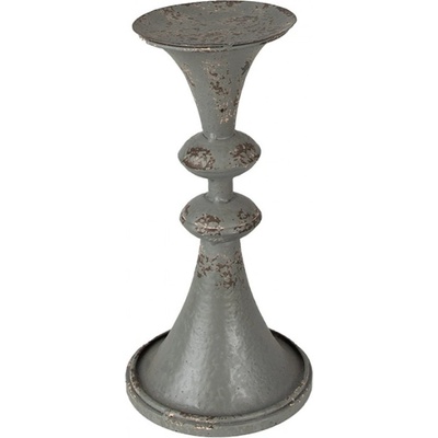 Šedý kovový svícen s vintage odřením Mansell – 26 cm