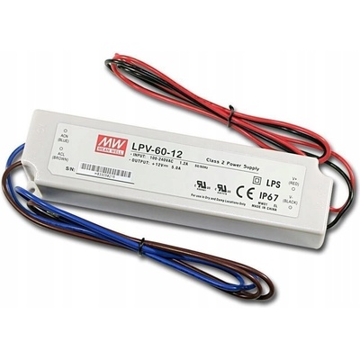 LPV-60-12 MeanWell Napájecí zdroj pro LED 60W 12V IP67