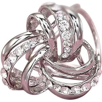 Сребриста брошка-пръстен за шал с малки камъчета