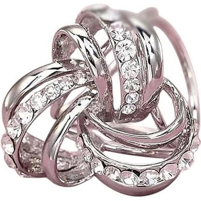 Сребриста брошка-пръстен за шал с малки камъчета