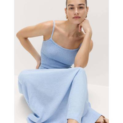 Marks & Spencer Нареда миди рокля с висок лнен дял Marks & Spencer синя Marks & Spencer | Sin | ЖЕНИ | 16 REG