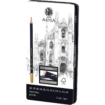 Astra Графитен молив astra с метална кутия 8b-3h 12 броя 206120013 (206120013)