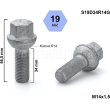 Kolový šroub M14x1,5x34 kulový R14, klíč 19, S19D34R14G, výška 59