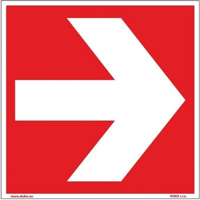 DUKO ŠIPKA VPRAVO čtvercová Formát: 100 x 100 mm, Materiál: plast 1 mm, samolepící vinylová fólie