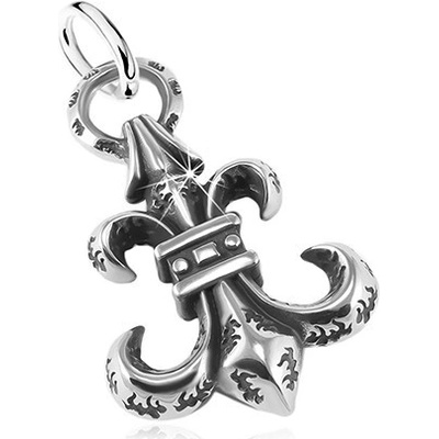 Šperky eshop Přívěsek z oceli 316L velký patinovaný symbol Fleur de Lis SP82.17