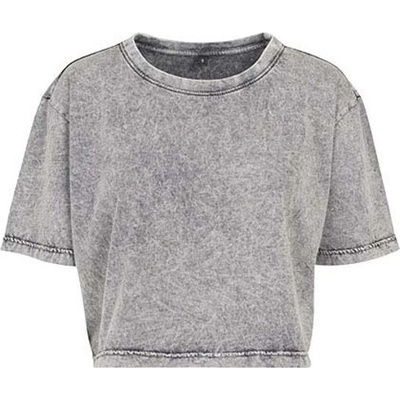 Build Your Brand Dámske crop top tričko Acid Washed Šedá čierna