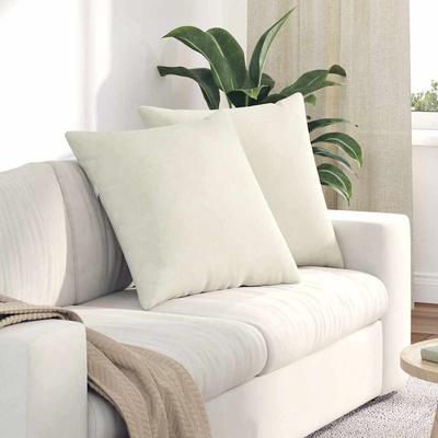 vidaXL Диван възглавници 2 pcs Крем 60 x 60 cm Кордюрова тъкан (42014023)