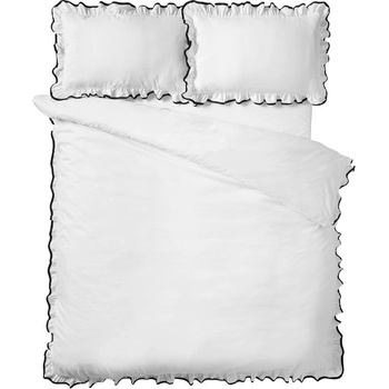Catherine Lansfield Бяло двойно 3 части спално бельо 200x200 cm So Soft Mono Frill - Catherine Lansfield (BD/61210/W/DQS/WHB)
