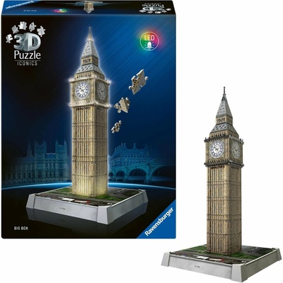 RAVENSBURGER 3D puzzle Iconics Svítící Big Ben (Noční edice) 235 ks