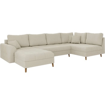 ROPEZ Кремав ъглов диван от рипсено кадифе (ляв ъгъл/"U" форма) Ariella - Ropez (Ariella Narożnik U - Lewa OT tk. Lincoln 03 nogi natura)